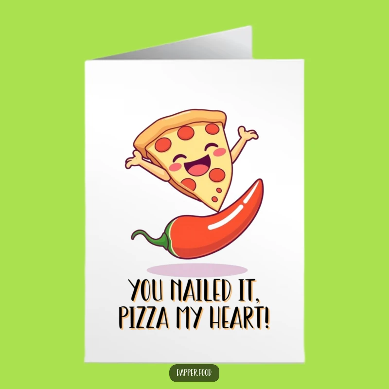 Free Printable Congrats Card: Pizza's Chili Leap - Funny Downloadable Achievement Gift!