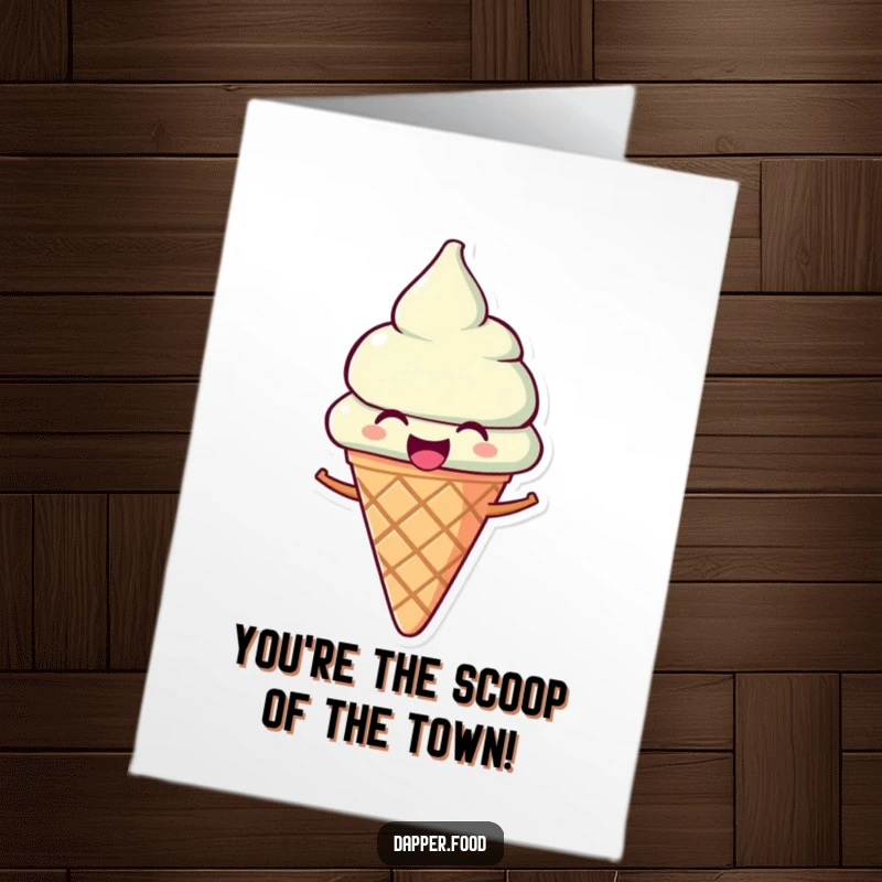 Funny Free Printable Congratulations Card: A joyous ice cream cone character singing with delight to celebrate your achievements.
