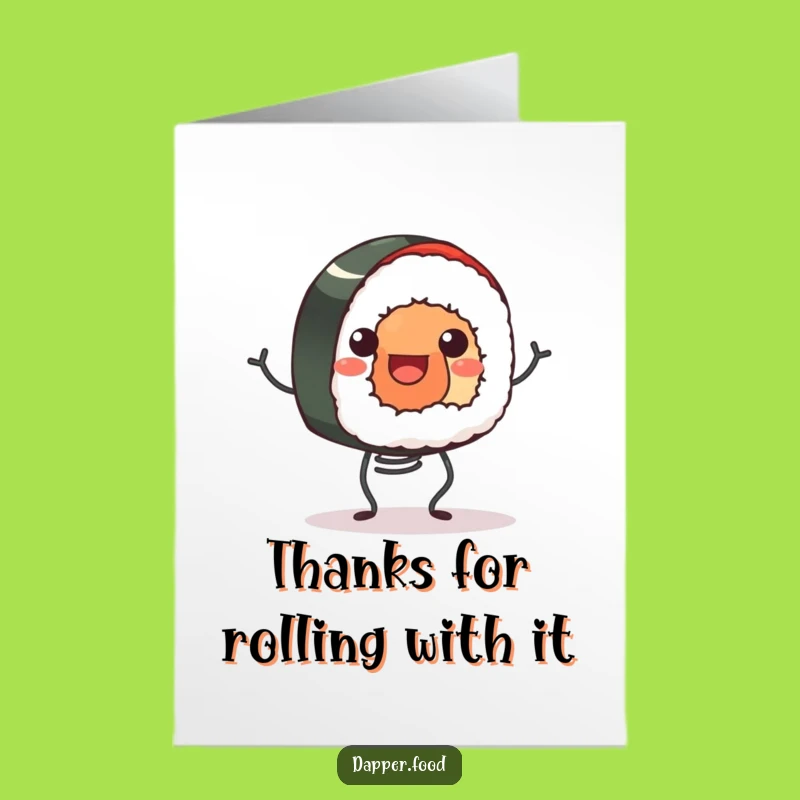 Free Printable Thank You Card: Bouncing Sushi Thanks Funny Downloadable Gift