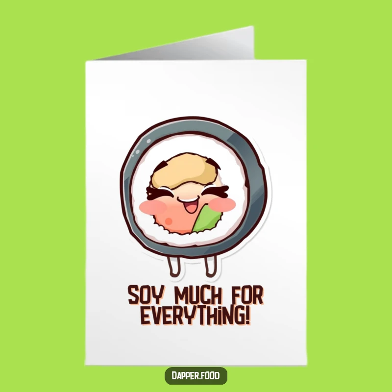 Free Printable Thank You Sushi Card: Funny Spinning Roll Downloadable Gift