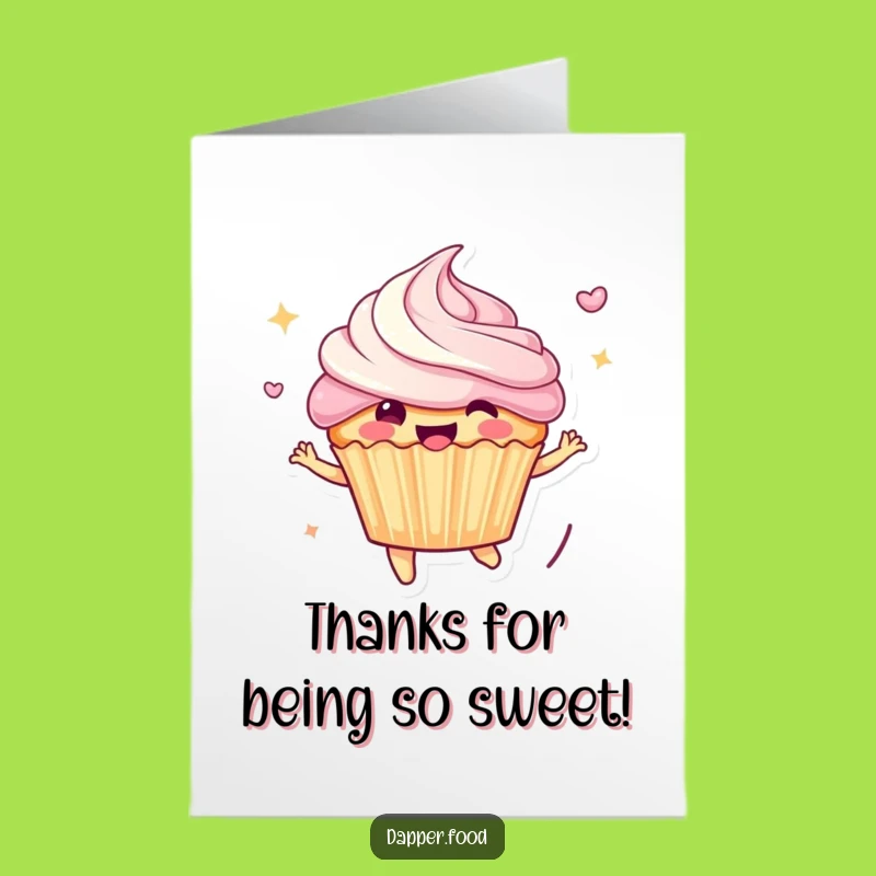 Free Printable Thank You Card: Funny Bouncing Cupcake, Appreciative Downloadable Gift