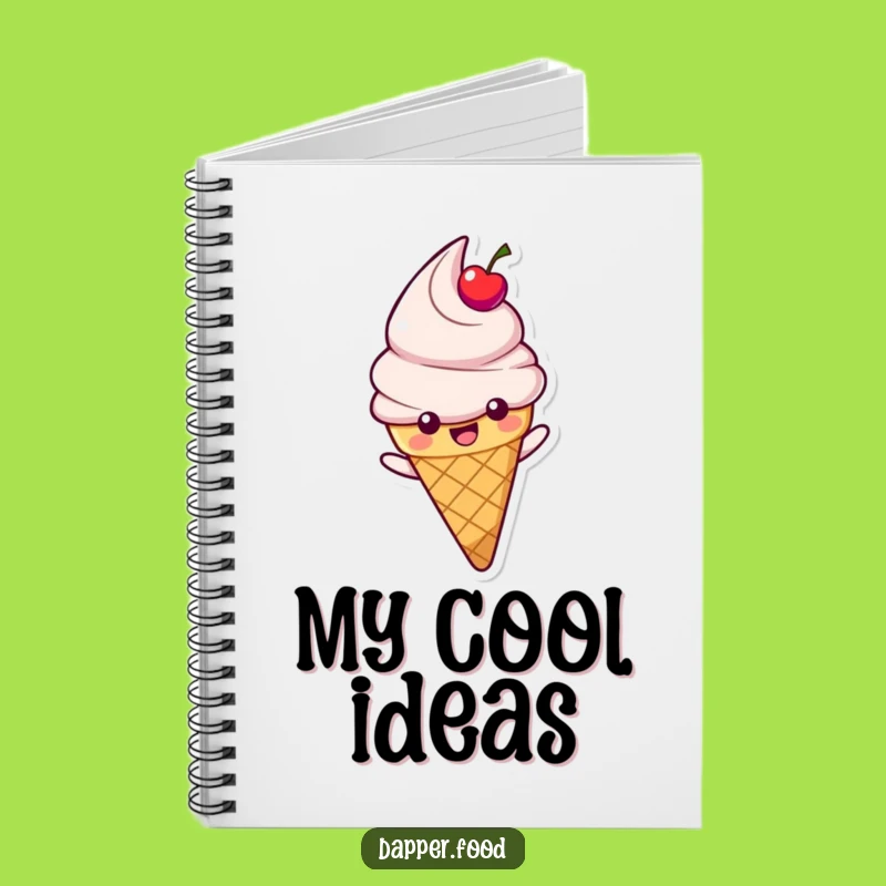 Funny Happy Ice Cream Cone Sliding Notebook - Jot Down Sweet Ideas!