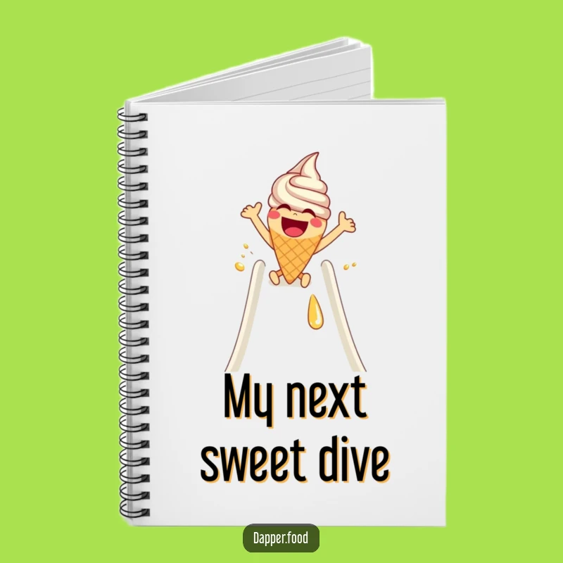 Funny Ice Cream Cone Syrup Slide Notebook - Jot Down Sweet Thoughts Funny Gift