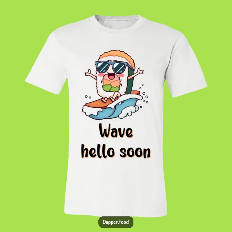 Funny Sushi Wave Rider T-Shirt: Cool Character Surfing, Great Gift
