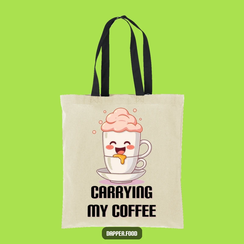 Funny Coffee Mug Spill Tote Bag: Cute Character Art, Carry Your Joy, Great Funny Gift