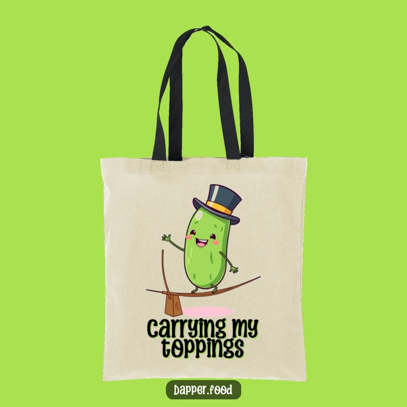Funny Pickle Tightrope Tote Bag: Grinning Character Art, Carry Your Courage, Great Funny Gift
